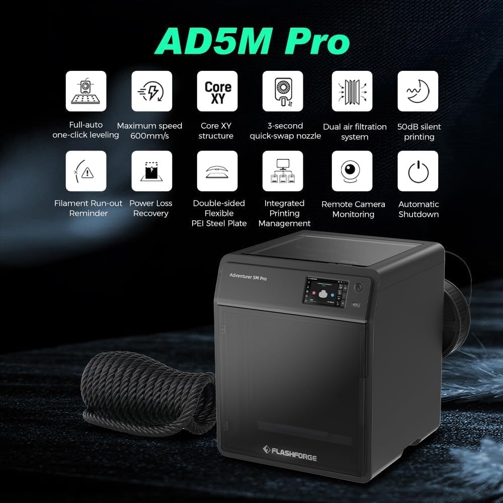 FLASHFORGE Adventurer 5M Pro 3D Printer and FLASHFORGE Smooth PC Platform