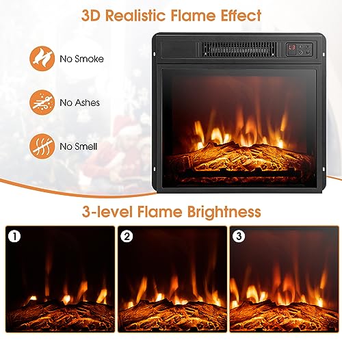 S AFSTAR Electric Fireplace with Mantel, 1400W 32 Inch Fireplace Heater with Remote Control, 6H Timer, Adjustable 3D Flame Effect, Thermostat, Electric Fireplace Heater for Living Room (Brown)