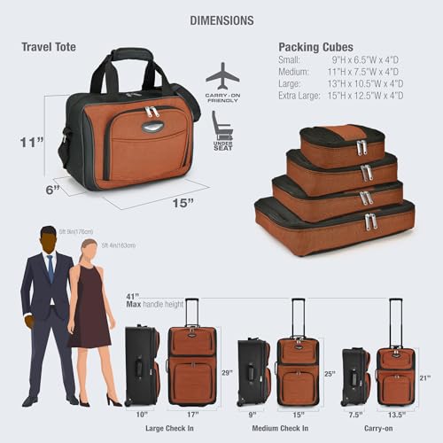 Travel Select Amsterdam 4-Piece Softside Expandable Luggage Set, Lightweight 2-Wheel Upright Suitcases, Travel Tote, Packing Cubes, Gray