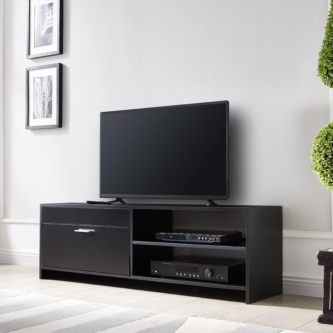 Generic TV Cabinets Tv Stand for TV up to 58 Inches Entertainment Center, TV Cabinet Media Console Table with Storage Drawers for Living Room, Black