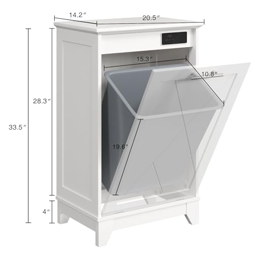 Double Tilt Out Trash Cabinet, Free Standing 10 Gallon Recycling Trash Can Cabinet with Negative Ion and Deodorizing Function, for Kitchen Living Room, Black