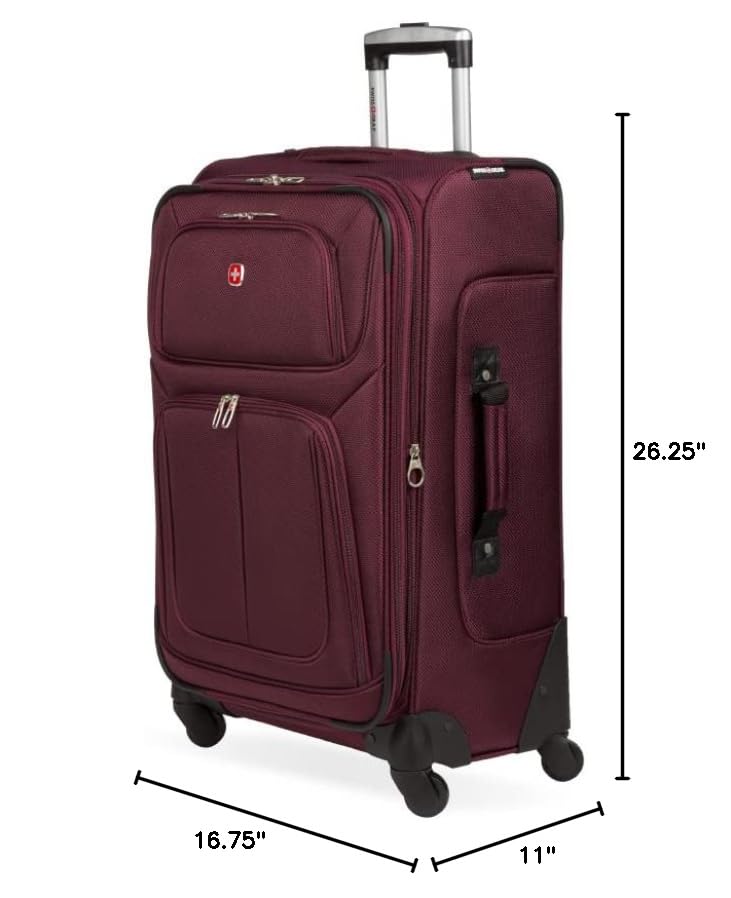 SwissGear Sion Softside Expandable Luggage, Black, Checked-Large 29-Inch