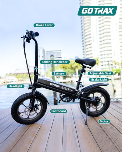 Gotrax S3 Electric Bike, 16x3.0 Fat Tire Electric Bicycle Adults, 750W Peak Motor, Max Range 25 Miles, Up to 20 Mph, Removable Battery, Adjustable Seat, Folding Electric Bike for Adults/Teens 13+