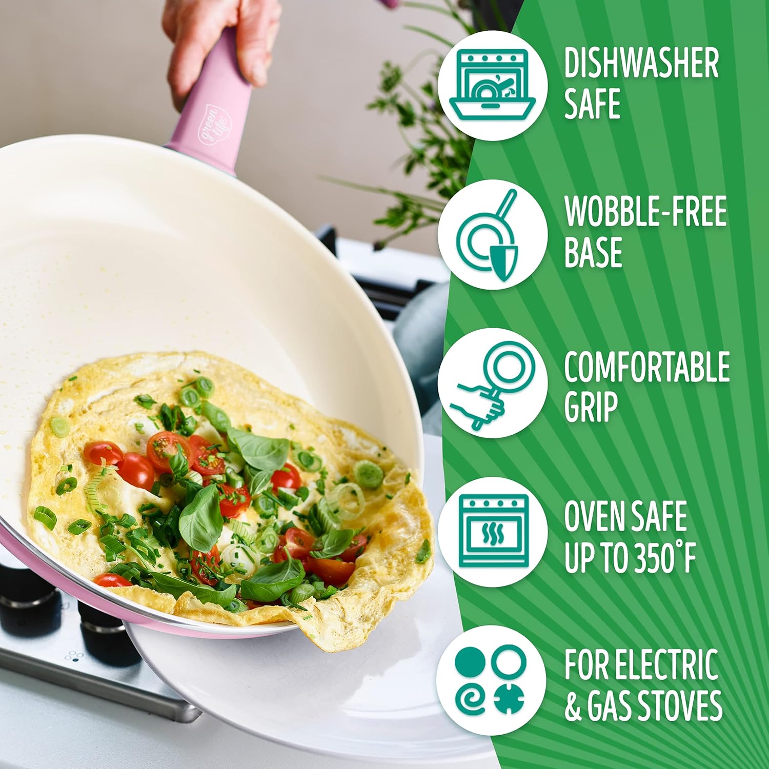 GreenLife Soft Grip Healthy Ceramic Nonstick, 16 Piece Cookware Pots and Pans Set, PFAS-Free, Dishwasher Safe, Soft Pink & 2 Piece Cutting Board Kitchen Set, Dishwasher Safe, Extra Durable, Soft Pink