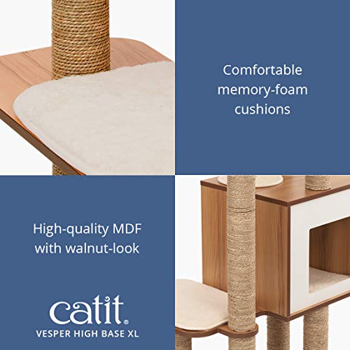 Catit Vesper High Base Extra Large Cat Tree, Cat Furniture, 52060, Walnut