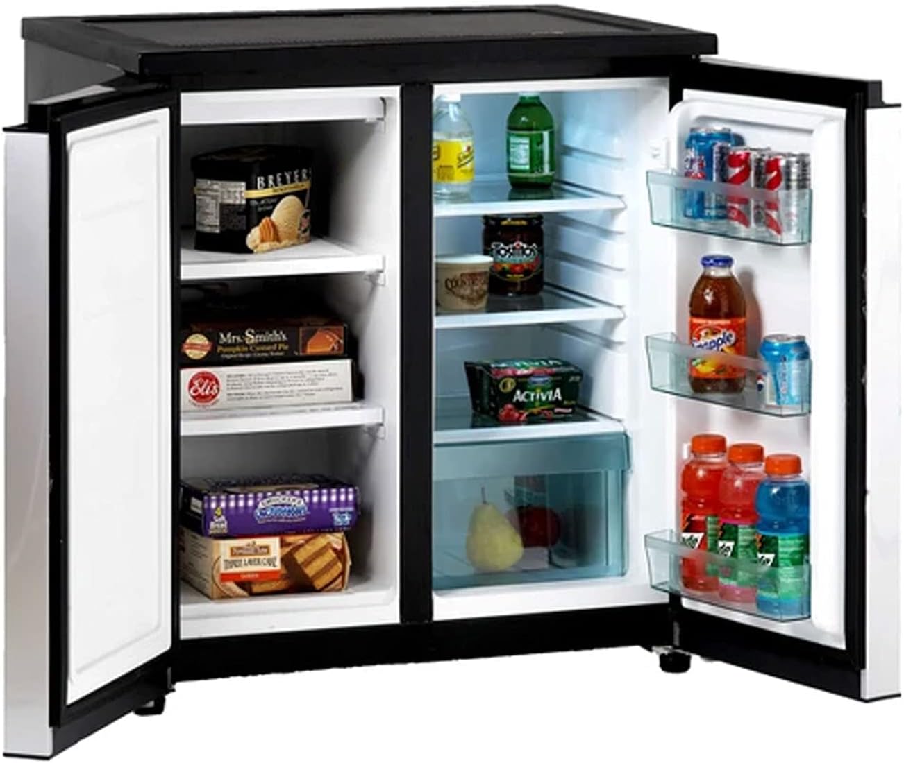 Avanti RMS551SS Model RMS551SS-SIDE-BY-SIDE Refrigerator/Freezer, 33.5" x 31" x 23", Stainless Steel
