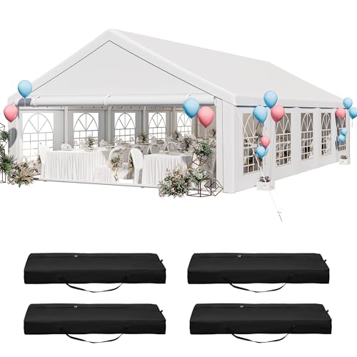 YITAHOME 16x32ft Heavy Duty Party Tent Outdoor Wedding Tent Canopy Event Shelters Upgraded Galvanized Steel Carport with Removable Sidewall Windows for Commercial and Parties, White