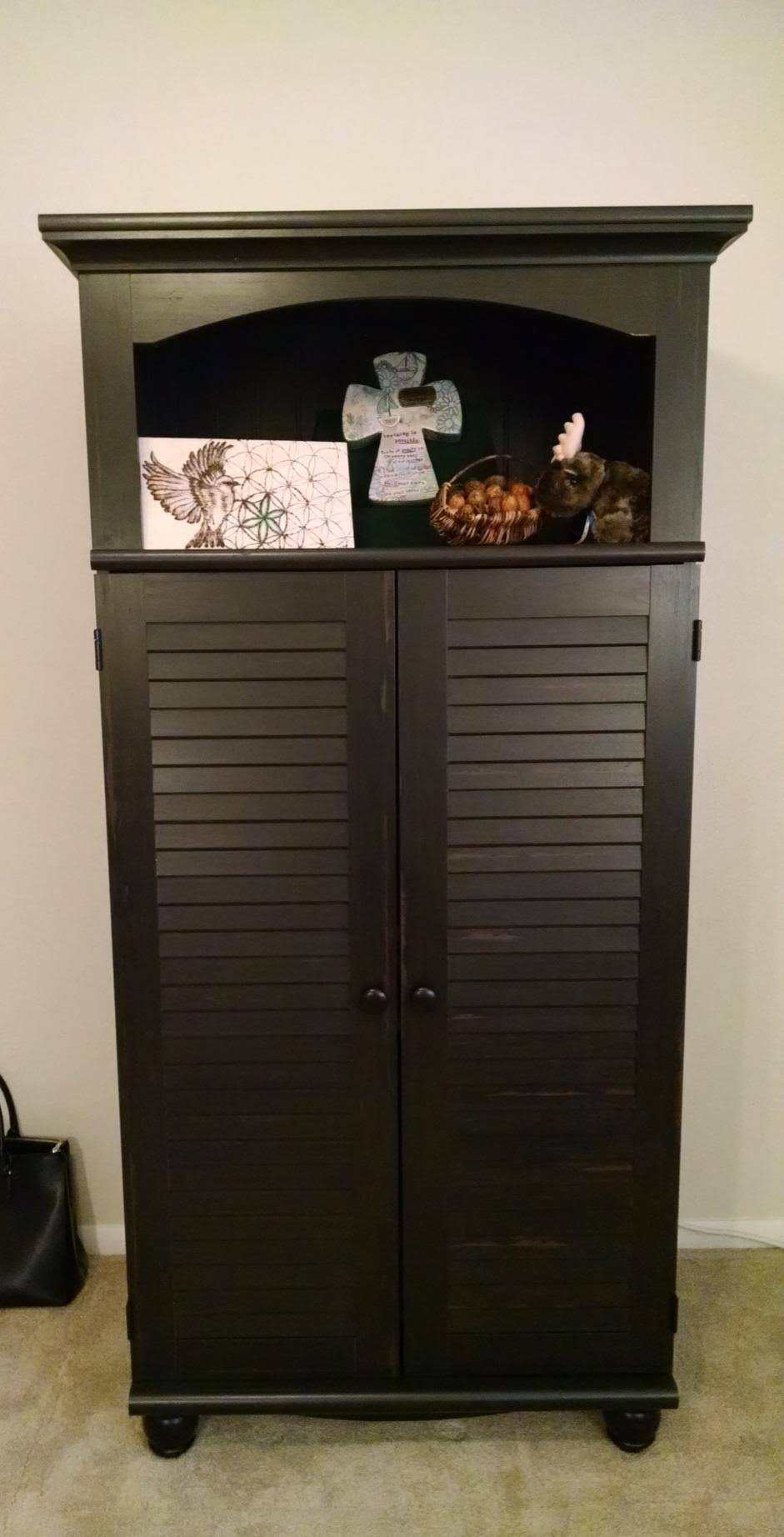 Sauder Harbor View Computer Armoire Antiqued Paint