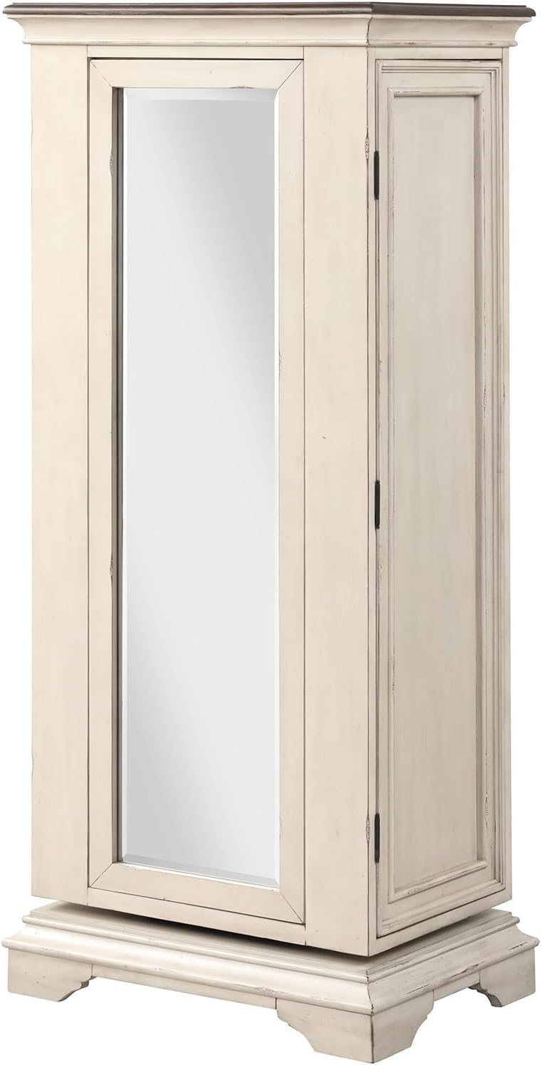 New Classic Furniture Anastasia Lingerie Swivel Chest with Mirror, Antique White