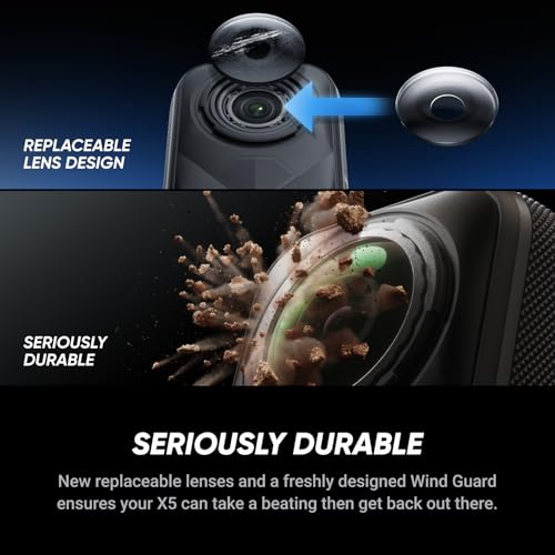 Insta360 X5 Motorcycle Bundle - Waterproof 8K 360° Action Camera, Rugged & Replaceable Lens, 3-Hour Battery, Clear Audio, Stabilization, Invisible Selfie Stick Effect, Leading Low Light
