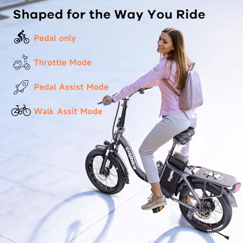 1000W Folding Electric Bike 80 Miles Max Range,30+MPH,48V20A Removable Lithium-Battery,20" Foldable All Terrain Electric Bicycle,with Pedal-Assist & LCD Display,Suitable for Leisure Riding & Commuting