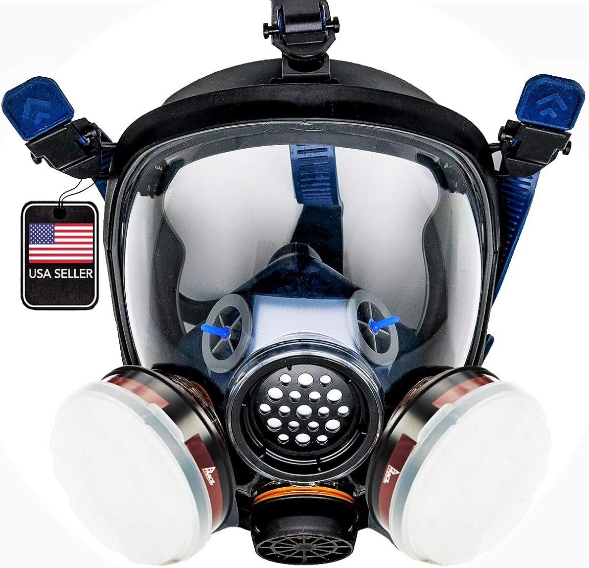 Full Face Organic Vapor, Chemical, & Particulate Respirator - 1 Year Manufacturer Warranty - Reusable Eye Protection Mask