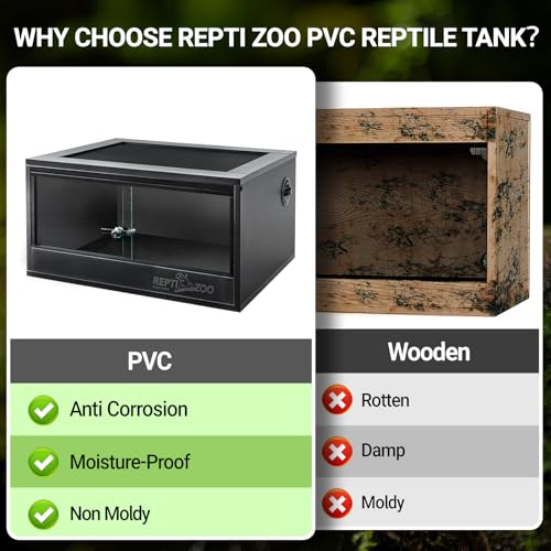 REPTI ZOO 35 Gallon PVC Reptile Tank, 36x18x12 Reptile Terrarium for Crested Gecko Leopard Gecko Frog Lizard Snake Turtle Hermit Crab, Reptile Enclosure with Sliding Door & Screen Ventilation