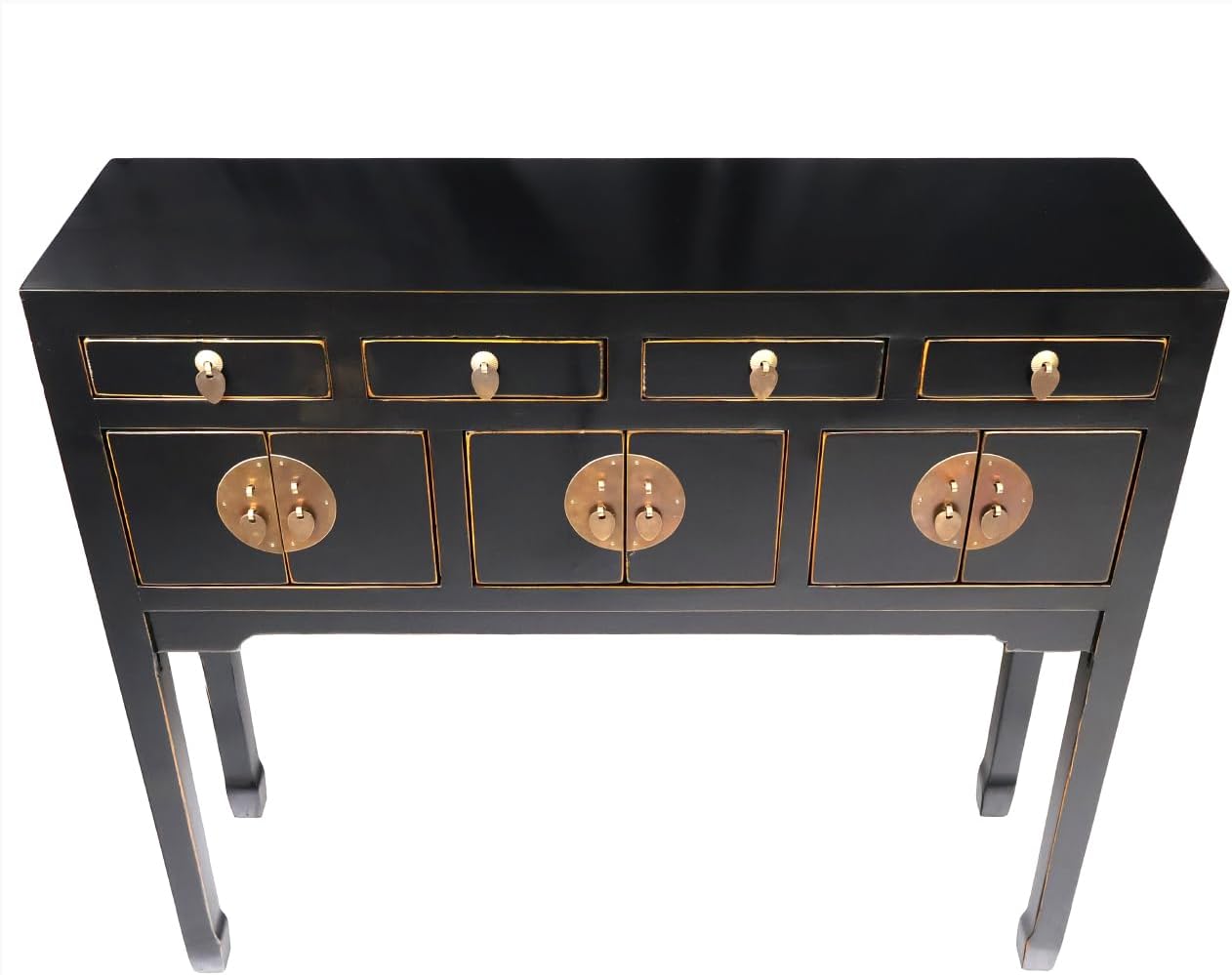 Chinese Console Table Lady Chest in Black Lacquer