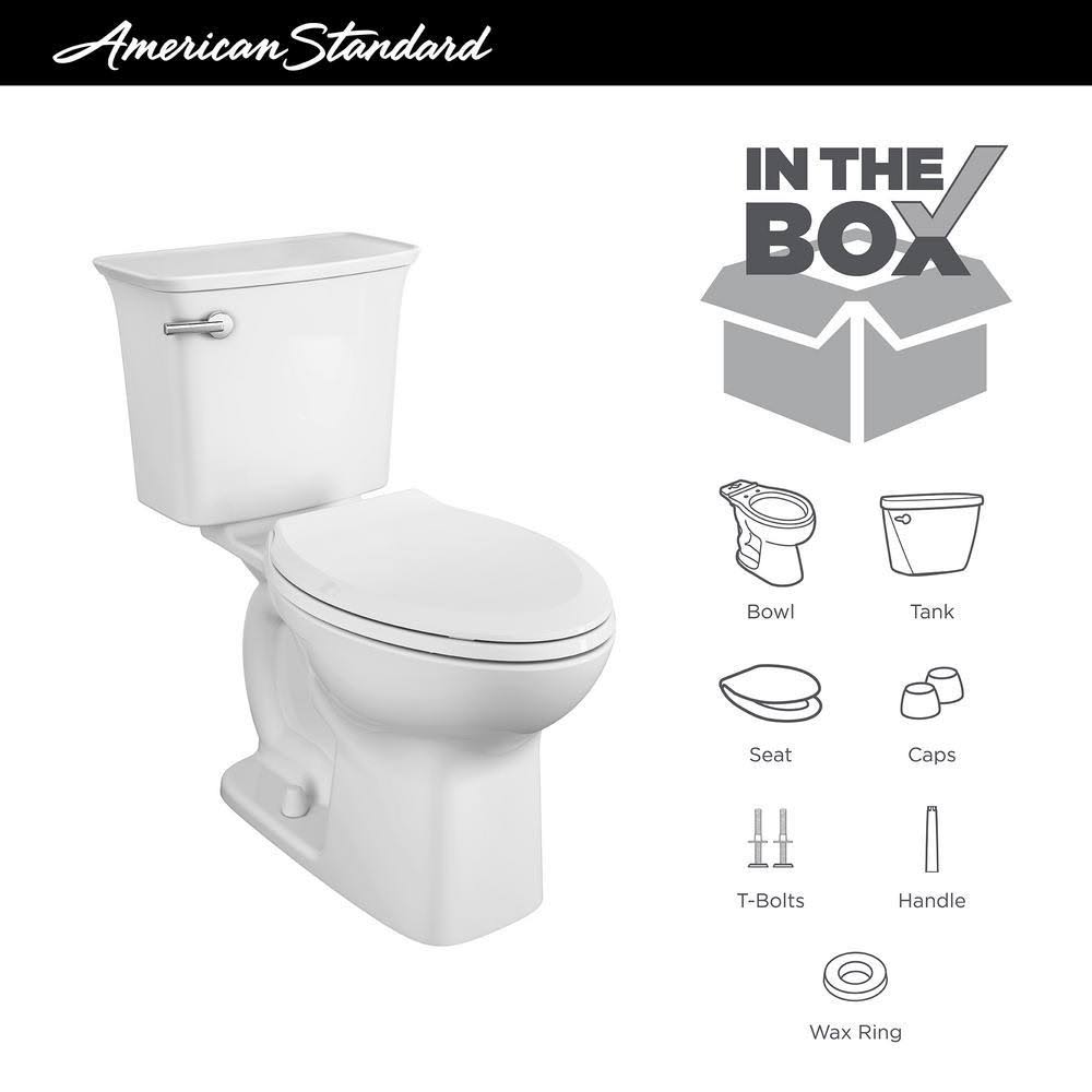 American Standard Cadet Ovation Tall Height 2-Piece 1.28 GPF High Efficiency Single Flush Elongated Toilet in White, Seat Includ