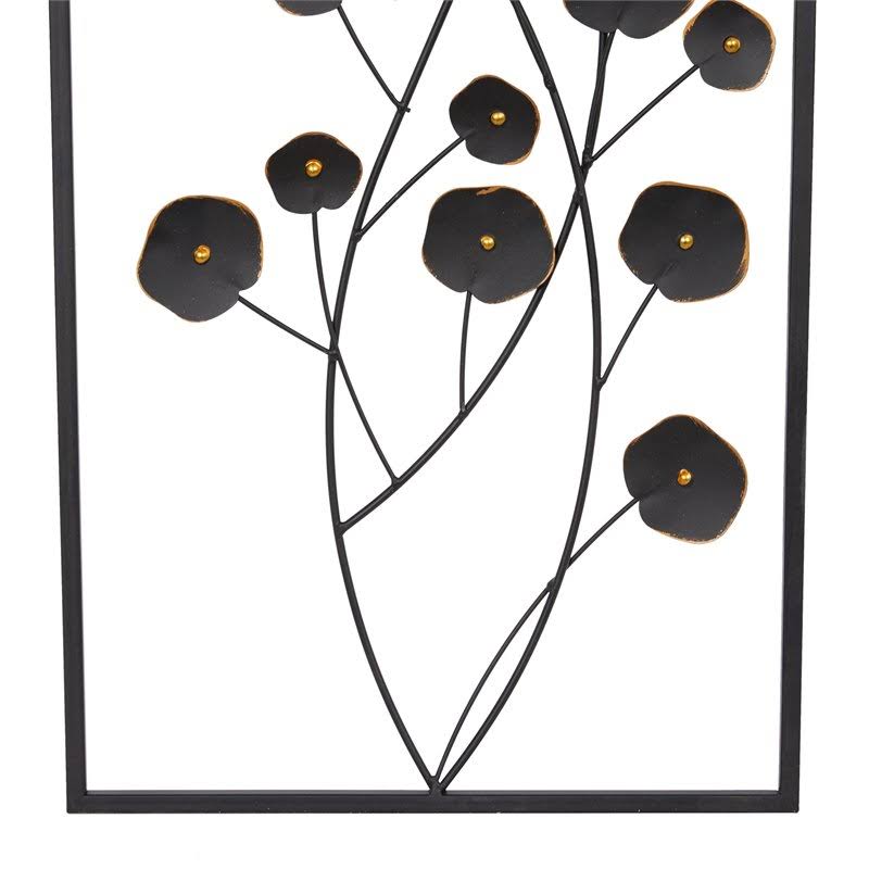 Leeds u0026 Co Black Metal Farmhouse Floral Wall Decor (Set of 2)