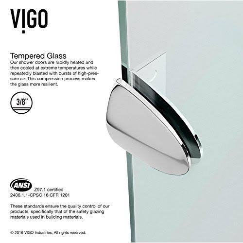 Vigo Frameless Neo-Angle 3/8-Inch Clear Shower Enclosure Brushed