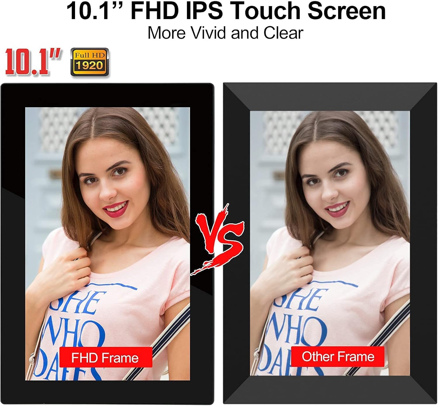 FRAMEO Smart Digital Photo Frame WiFi 10.1 Inch 1920×1200 FHD IPS Touch Screen, 16GB Storage, Support USB/SD Card, Auto-Rotate, Wall-Mountable, Easy Share Photos or Videos via Free App