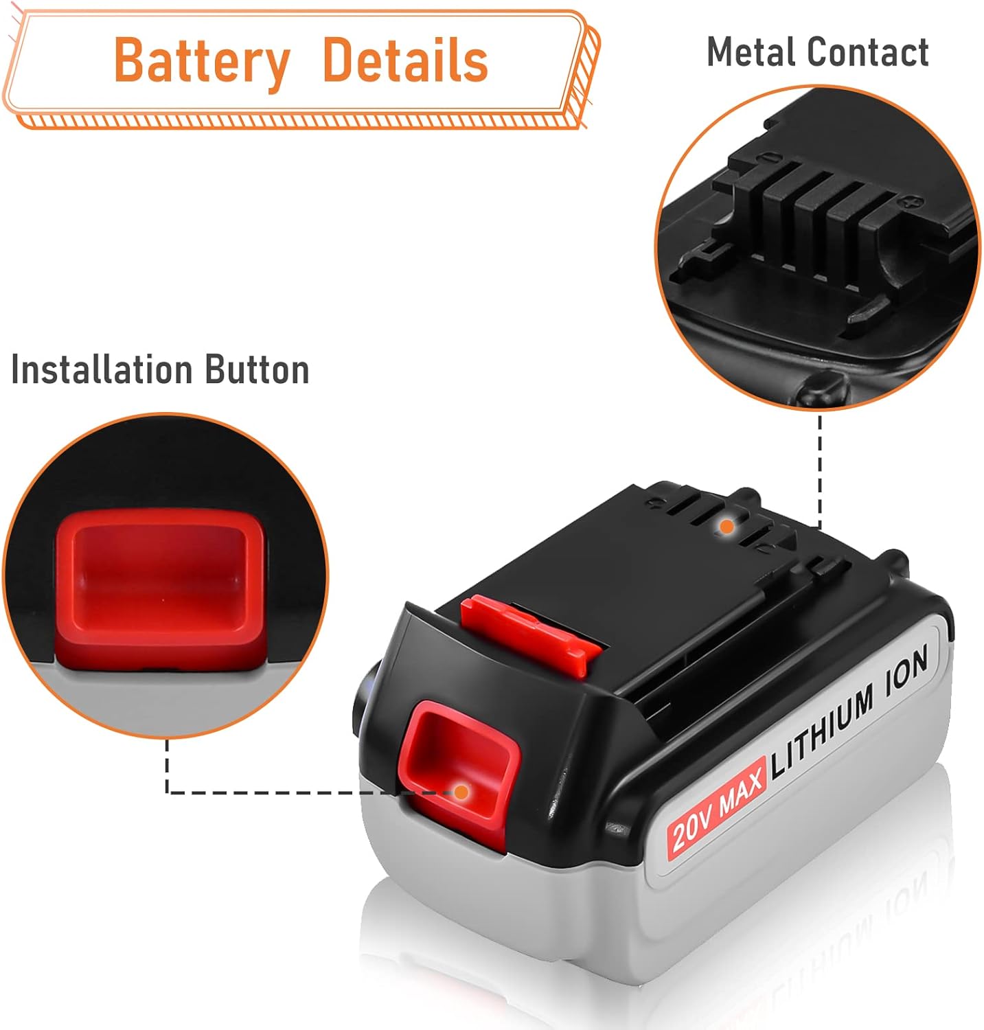 2 Pack 5.0Ah LBXR20 Replacement Battery Compatible with Black and Decker 20V Battery Lithium Ion LB20 LBX20 LBXR2020-OPE LBXR20B-2 LB2X4020 LB2X4020-OPE Tools Pack of 2
