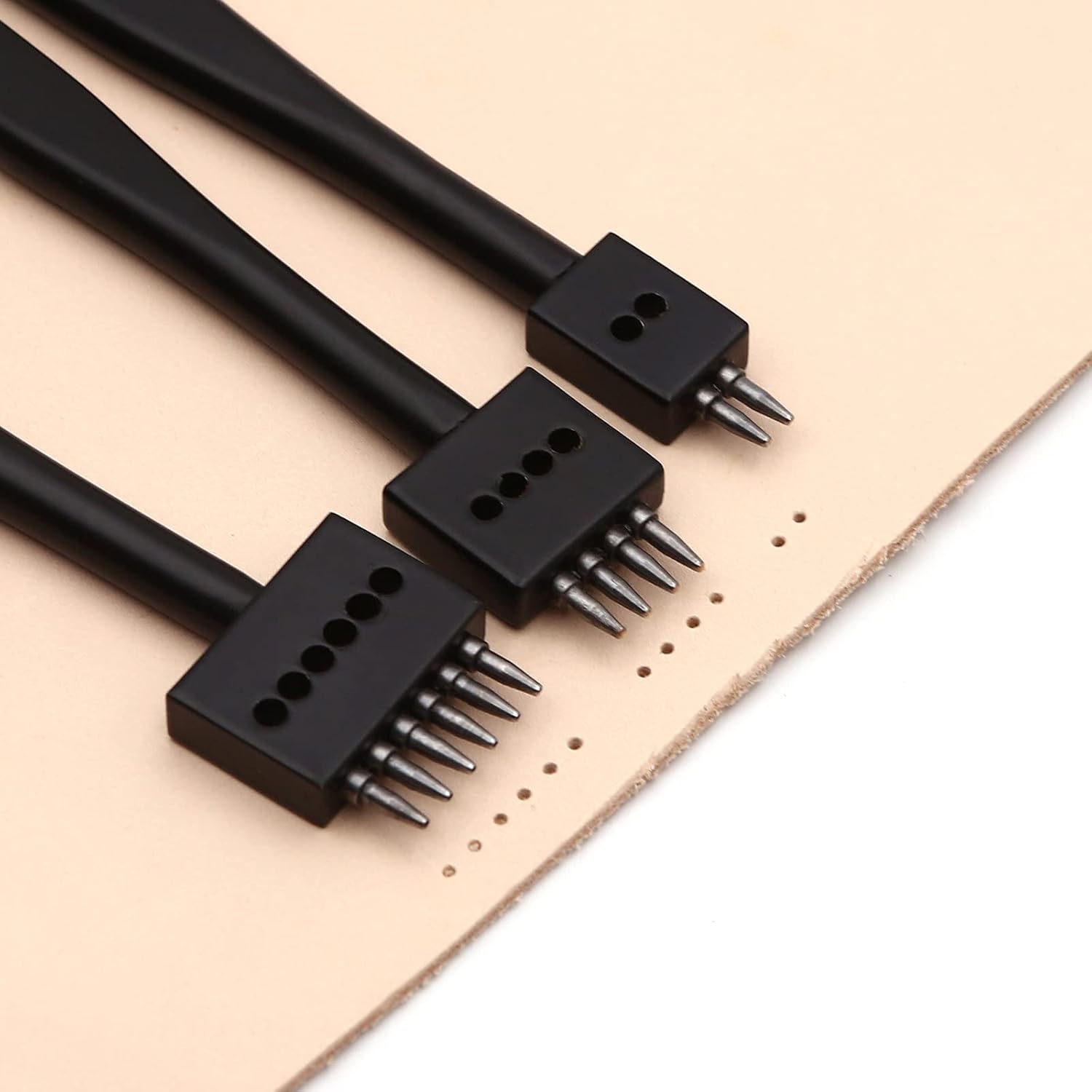N/C Leather Craft Tool Hole Punches 4MM 2/4/6 Prong Row Hole Puncher Tool for Belts Watch Bands of Suture Leather Working DIY.(Black)