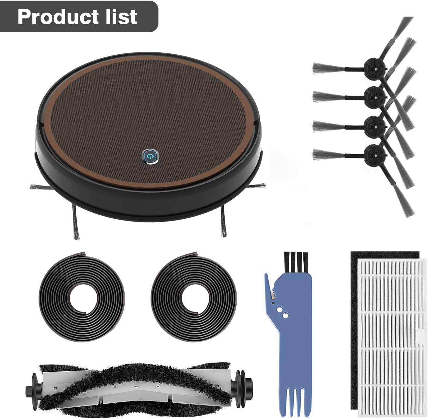 Robot Vacuum Cleaner, 2000pa Super-Strong Suction, Up to 110 min Runtime, Ultra Slim, Self-Charging Smart Robotic Vacuum with Boundary Strips, Deep Cleaning for Pet Hair, Hard Floors and Carpet