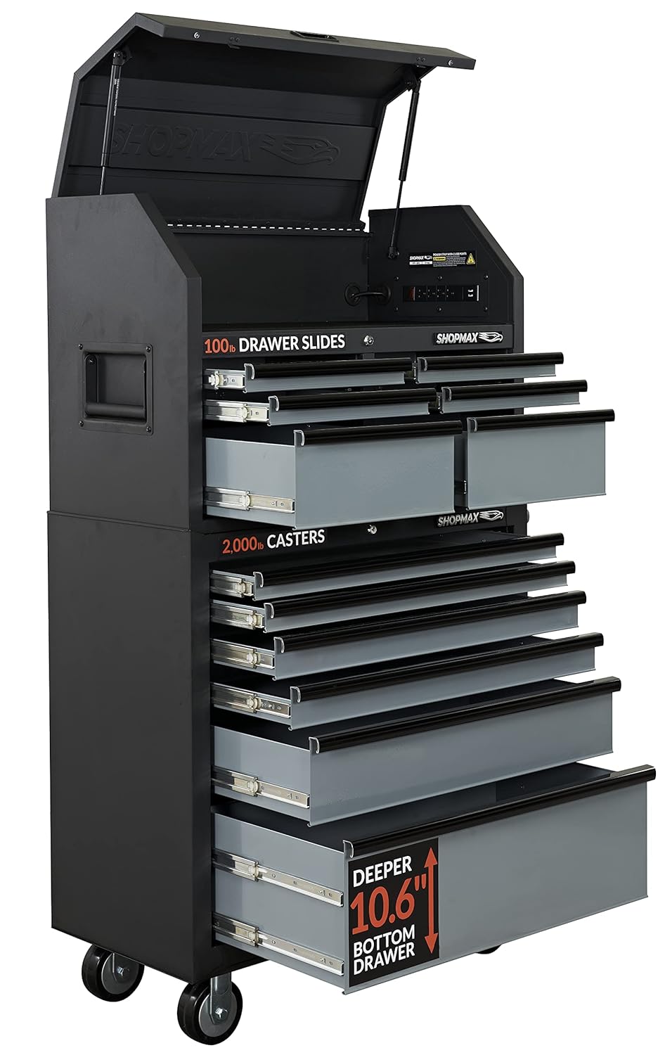 93606C2-06A4 36″ 12-Drawer Tool Chest and Rolling Cabinet Combo, Black