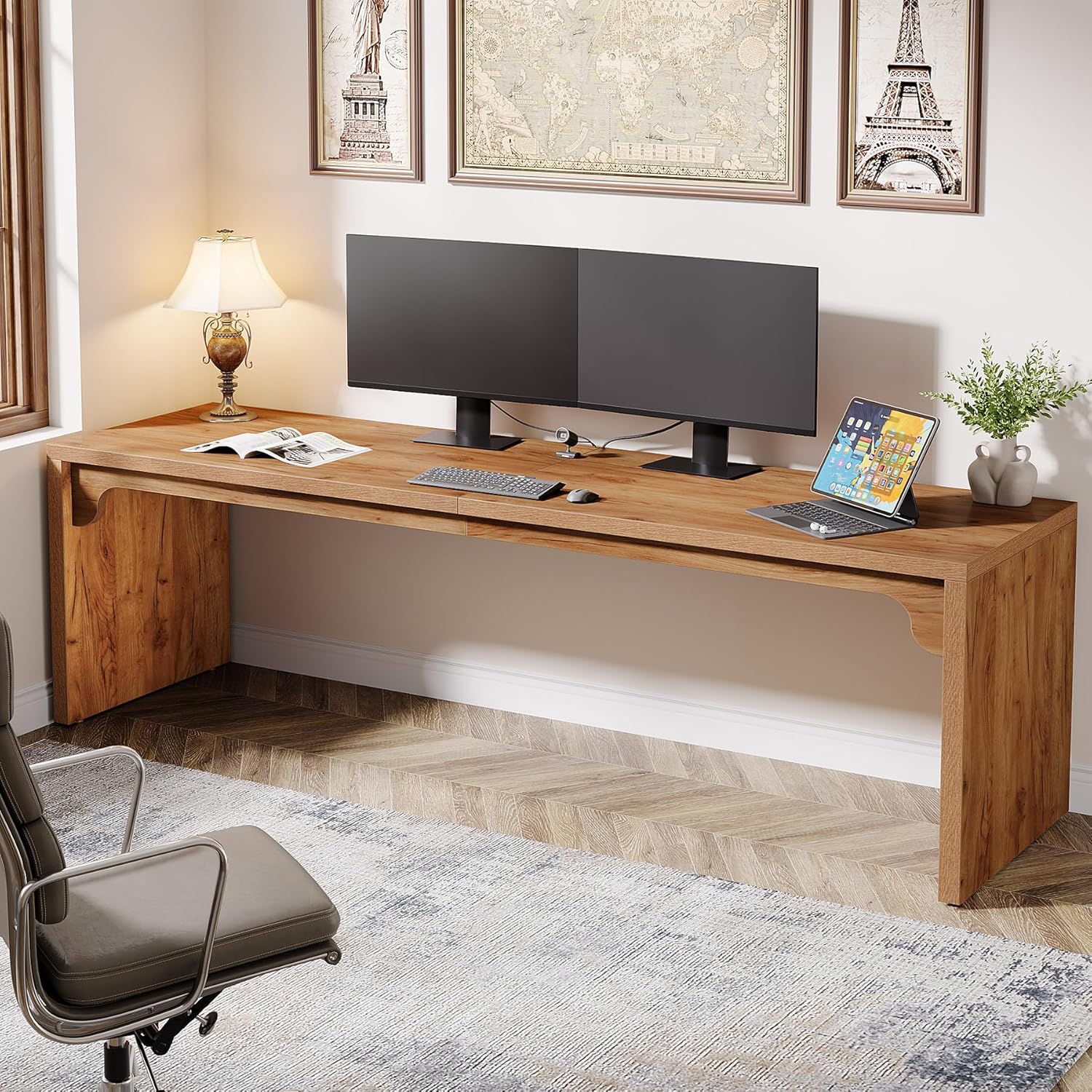 Tribesigns 78.7 Inches Long Computer Desk, Wooden Extra Long Desk Double Desk Workstation, 2 Person Desk for Home Office, Large Writing Desk for 2 People