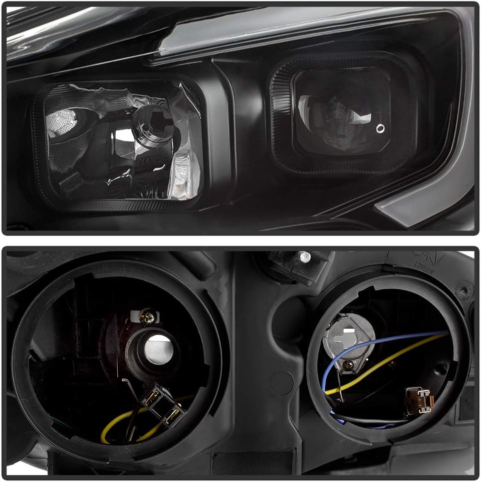 ACANII - For 2013-2016 Ford Escape LED Light Tube Black Projector Headlights Headlamps Replacement Driver+Passenger Side