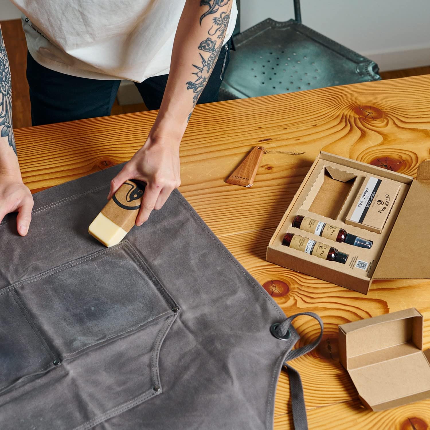 Waxed Canvas Care Kit by Otter Wax | Durable Rain Protection | Made in the USA | Waterproof Canvas and Fabric, Shoes, Hats, Jackets, Bags, Outdoor Gear, Clothing | Naturally Effective Beeswax Waterproofer