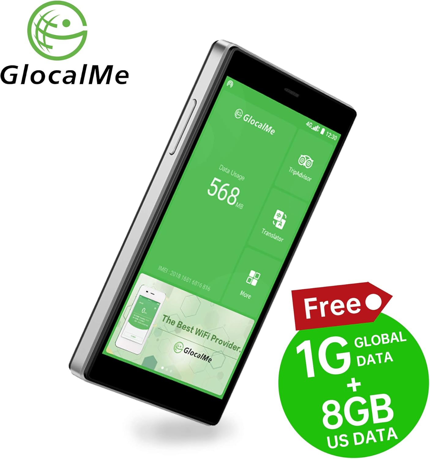 GlocalMe G4 Pro 4G LTE Mobile Hotspot Router, 5” Touch Screen LCD Display Worldwide WiFi Portable High Speed WiFi Hotspot with US 8GB & Global 1GB Data, SIMFREE, Pocket WiFi (Black)