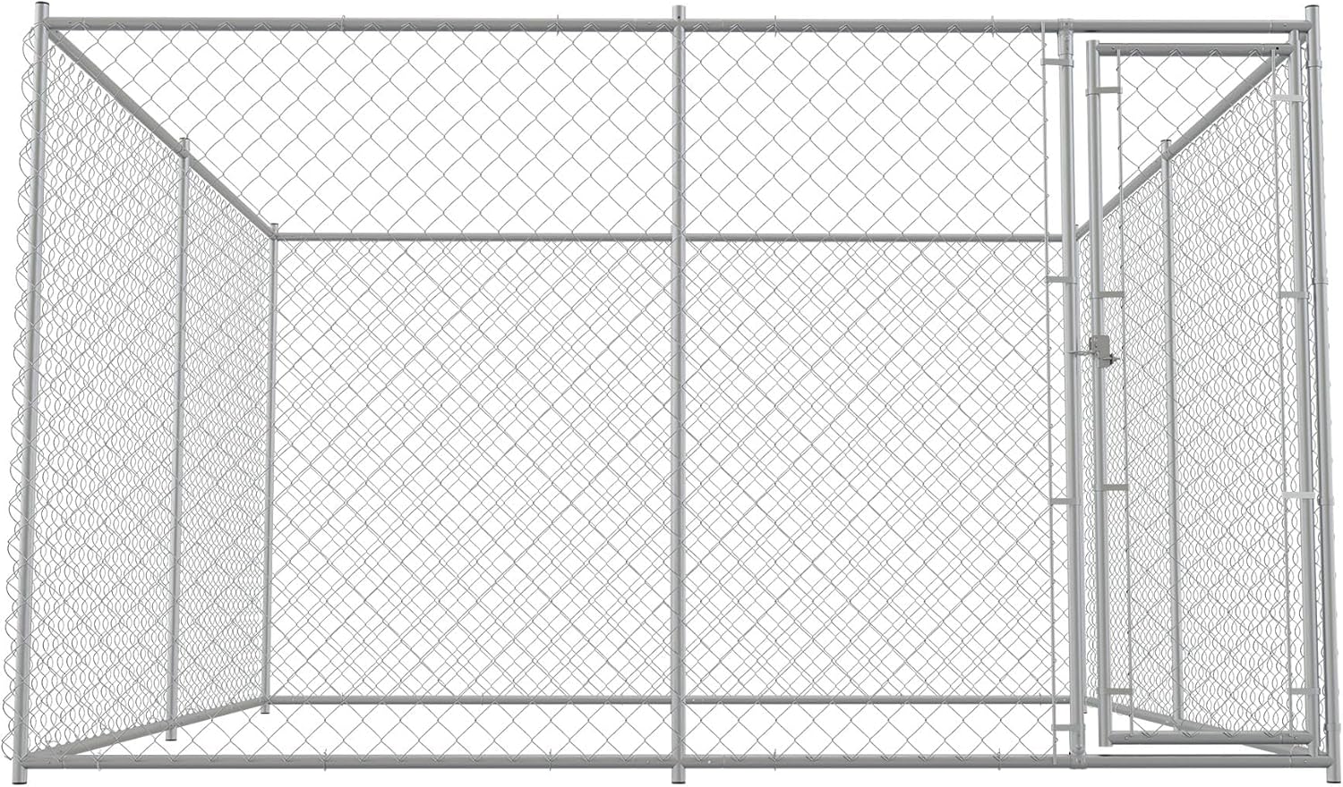 10x10x6 Large Dog Kennel Outdoor, Heavy Duty Dog Cage with Secure Lock,Square Dog Pen Run,Galvanized Chain Link Dog Crate Metal Dog Pen Enclosure House for Backyard Farm(10'Lx10'Wx6'H)