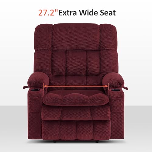 MCombo Dual Motor Power Lift Recliner Chair with Massage and Heat for Elderly People, Infinite Position, USB Ports, Cup Holders, Fabric 7890 (Medium-Regular, Burgundy)