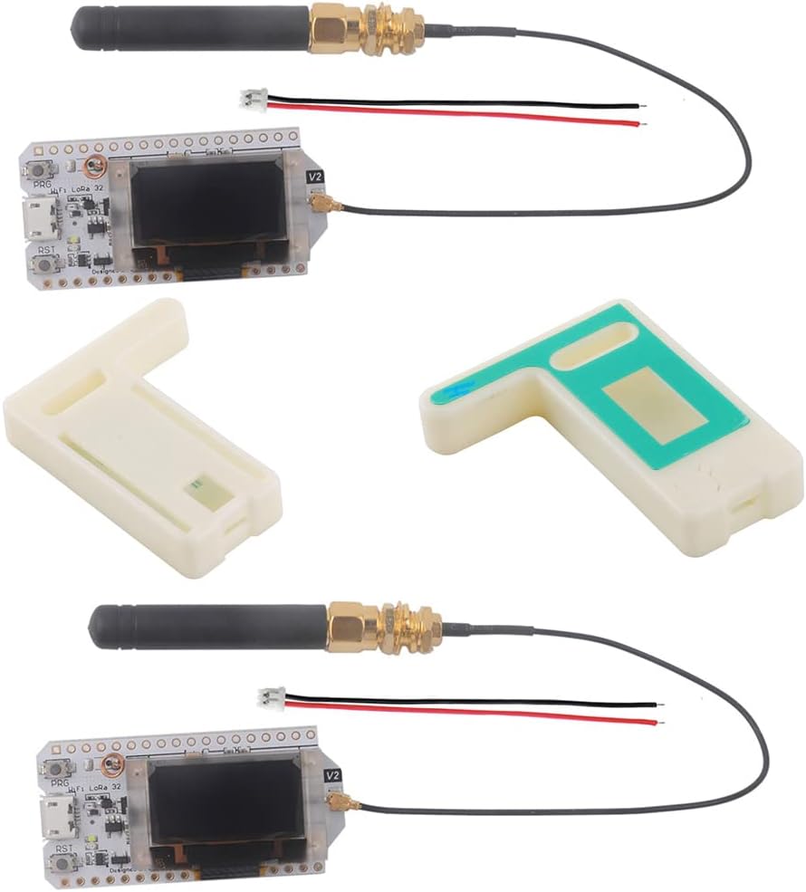 DIYmalls ESP32 OLED LoRa 915MHz Module V2 + Protective Case Cover + U.FL IPEX to SMA LoRa Antenna + 2P 1.25mm Cable for Arduino LoraWan IOT ( Pack of 2 )
