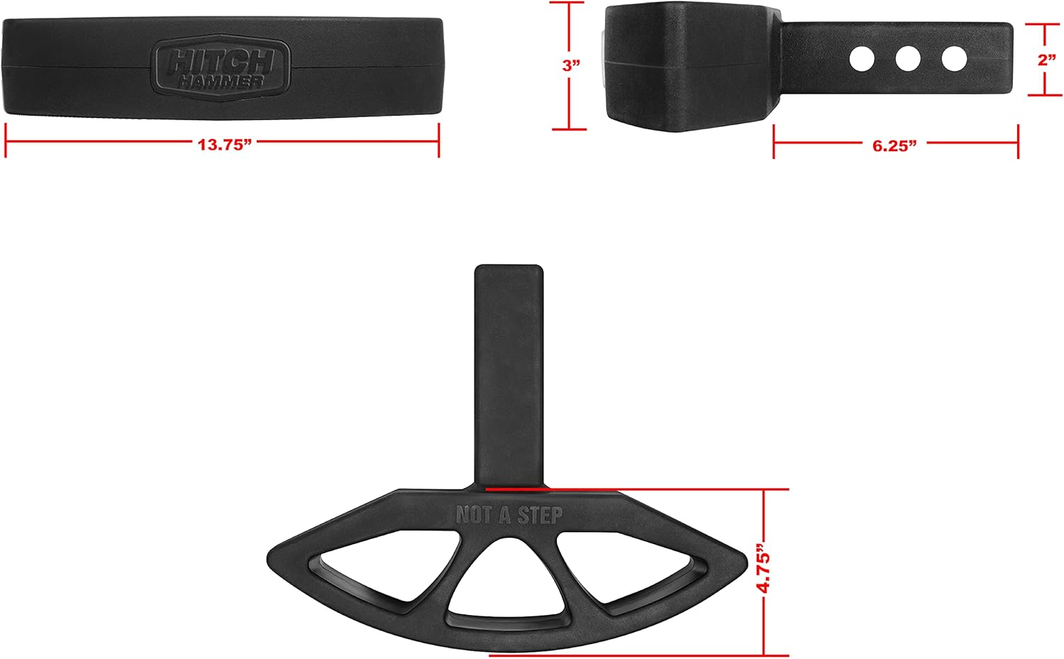HitchHammer XL - Rear Hitch Mounted Bumper Guard. Flexible Rubber - Tougher Than Steel! Pack of 2