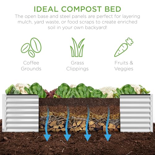 Best Choice Products 8x4x2ft Outdoor Metal Raised Garden Bed, Deep Root Planter Box for Vegetables, Flowers, Herbs, and Succulents w/ 478 Gallon Capacity - Gray