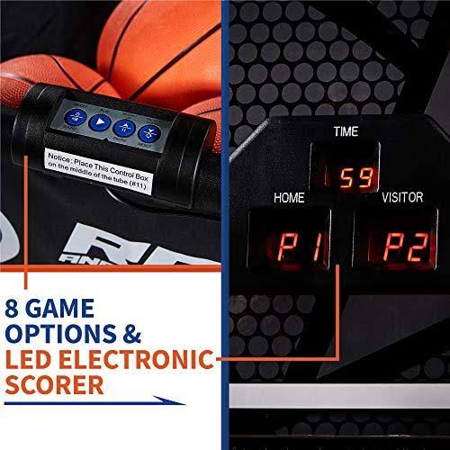 Classic Shootout Basketball Arcade Game, Home Dual Shot with LED Lights and Scorer - 8-Option Interactive Indoor Basketball Hoop