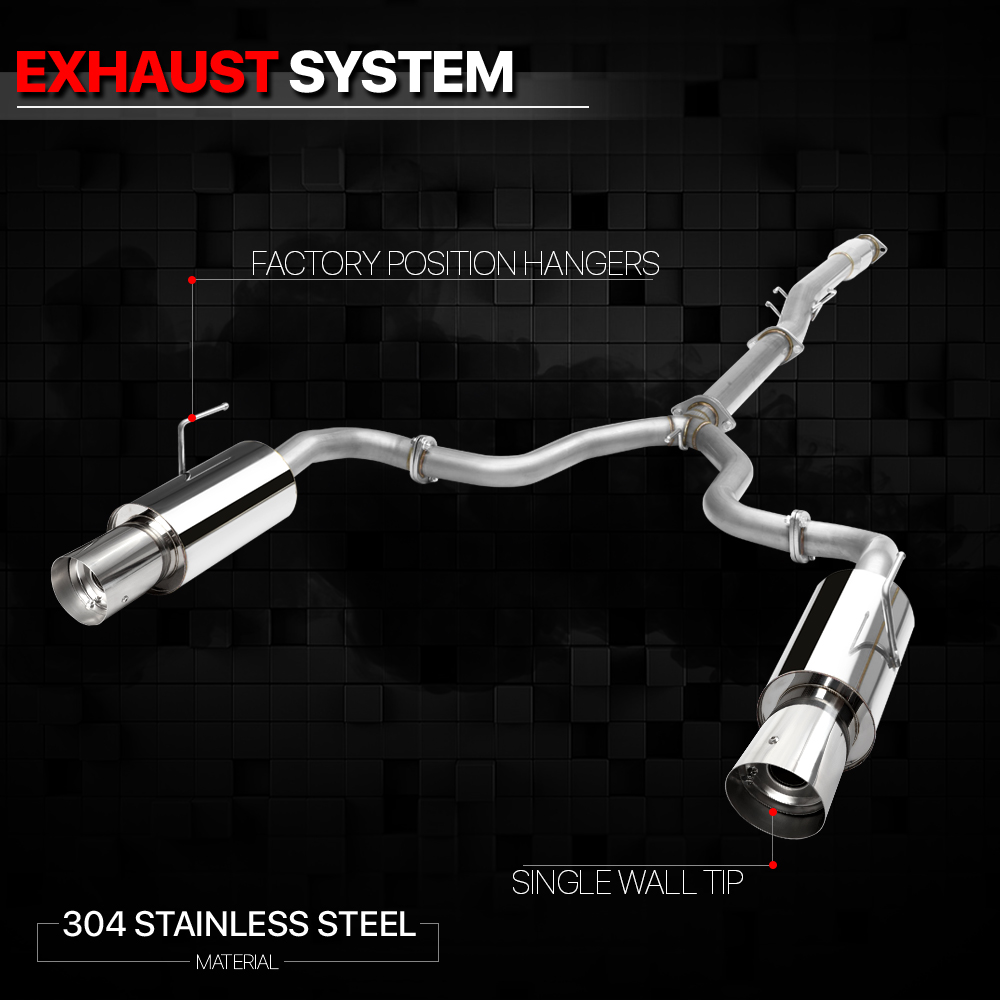 SS Dual Muffler 4" Tip Catback Exhaust System for 07-15 Nissan Altima 3.5 V6 L32 08 09 10 11 12 13 14