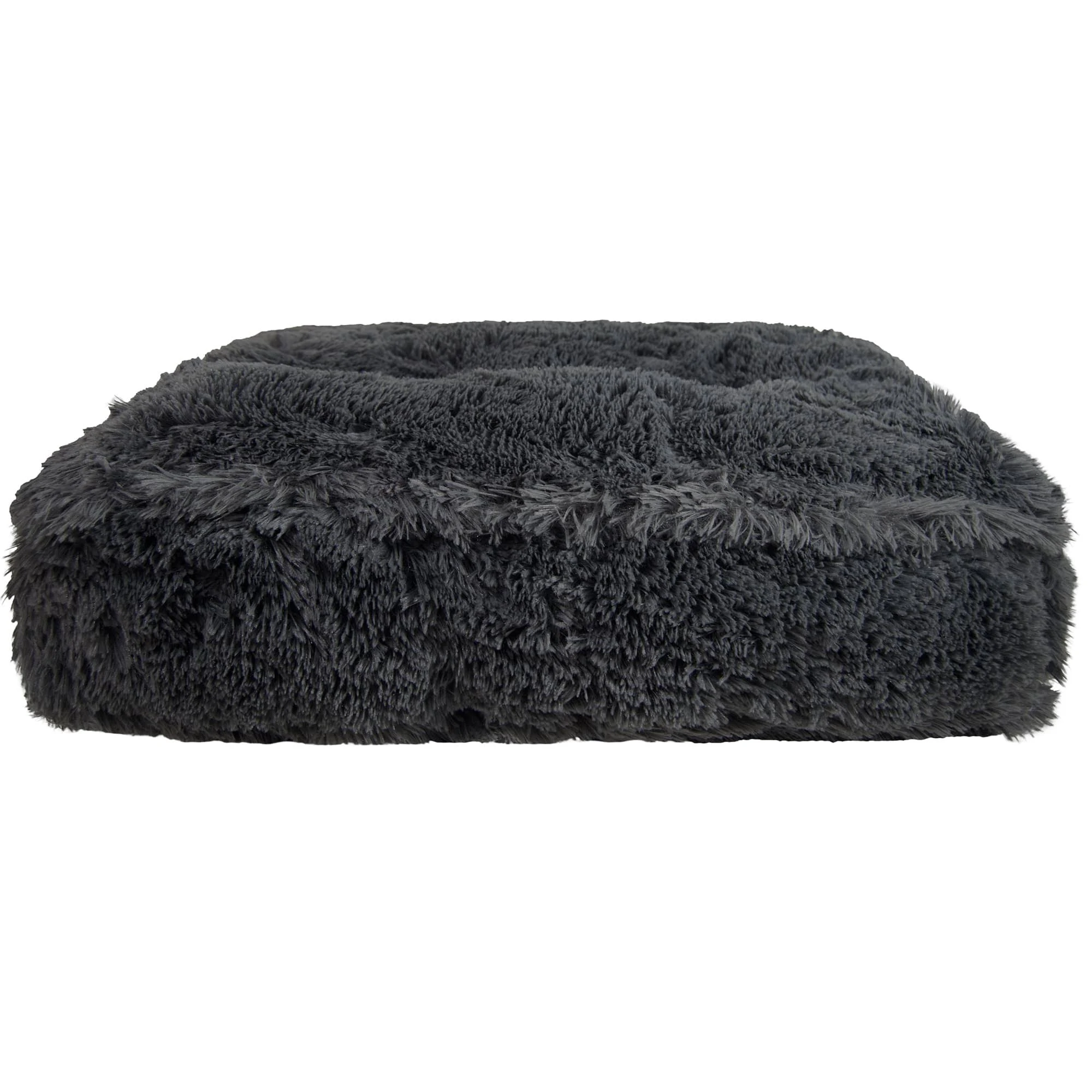 Bessie and Barnie Wolfhound Grey Luxury Shag Extra Plush Faux Fur Rectangle Pet/Dog Bed, Size: Large - 46 inch x 35 inch
