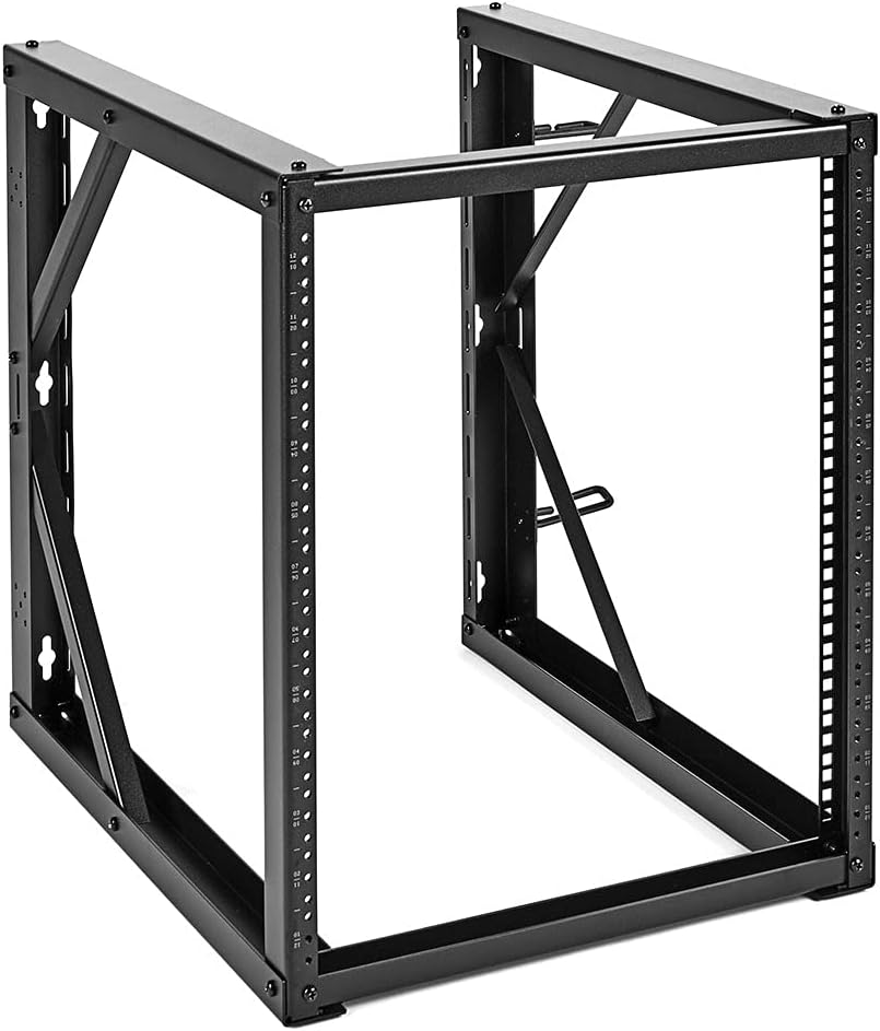 NavePoint 12U Wall-Mount Open Frame Network Equipment Rack, 24.81 Inch Depth, AV Rack, Home Network, 19" Rack-Mount Equipment, Includes Built-in Cable Management Slots, Server Rack, Steel, Black