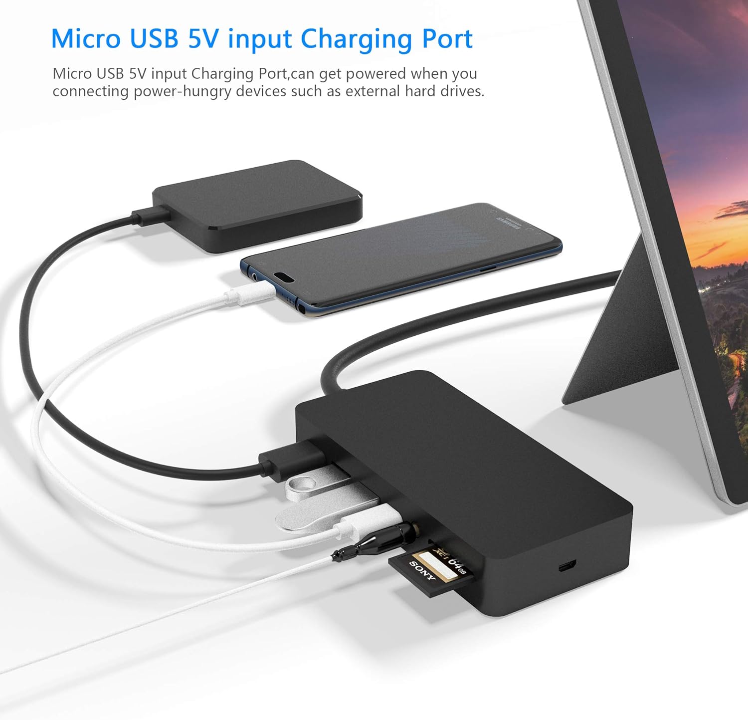 Surface Pro Dock for Surface Pro 4/Pro 5/Pro 6 USB Hub Docking Station with Gigabit Ethernet, 4K HDMI VGA DP Display, 3xUSB 3.0, Audio Out, USB C, SD/TF Card Slot Combo Dock Only for Surface Pro 4/5/6
