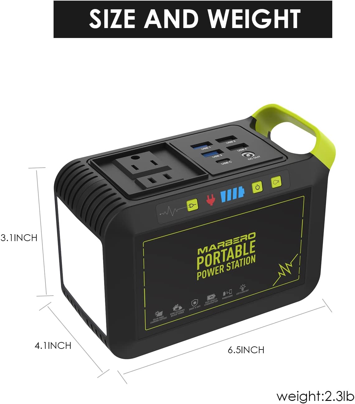 MARBERO 88Wh Portable Power Station,24000mAh Camping Solar Generators Lithium Battery Power Supply with 110V/80W(Peak 120W) AC Outlet,USB QC3.0,LED Flashlights for CPAP Home Camping Emergency Backup