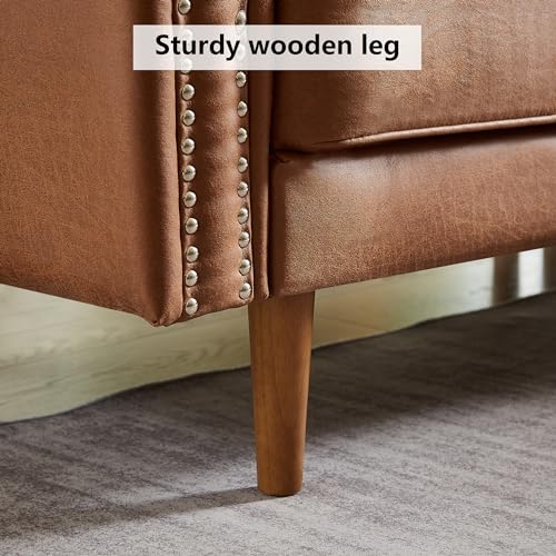 Setawix Convertible Sectional Sofa with Reversible Chaise L-Shaped Couch 3 Seat Suede Fabric Sofa with Recliner Modular Sofa Bed with Strong Wooden Leg for Living Room,Apartment,Small Spaces (Brown)