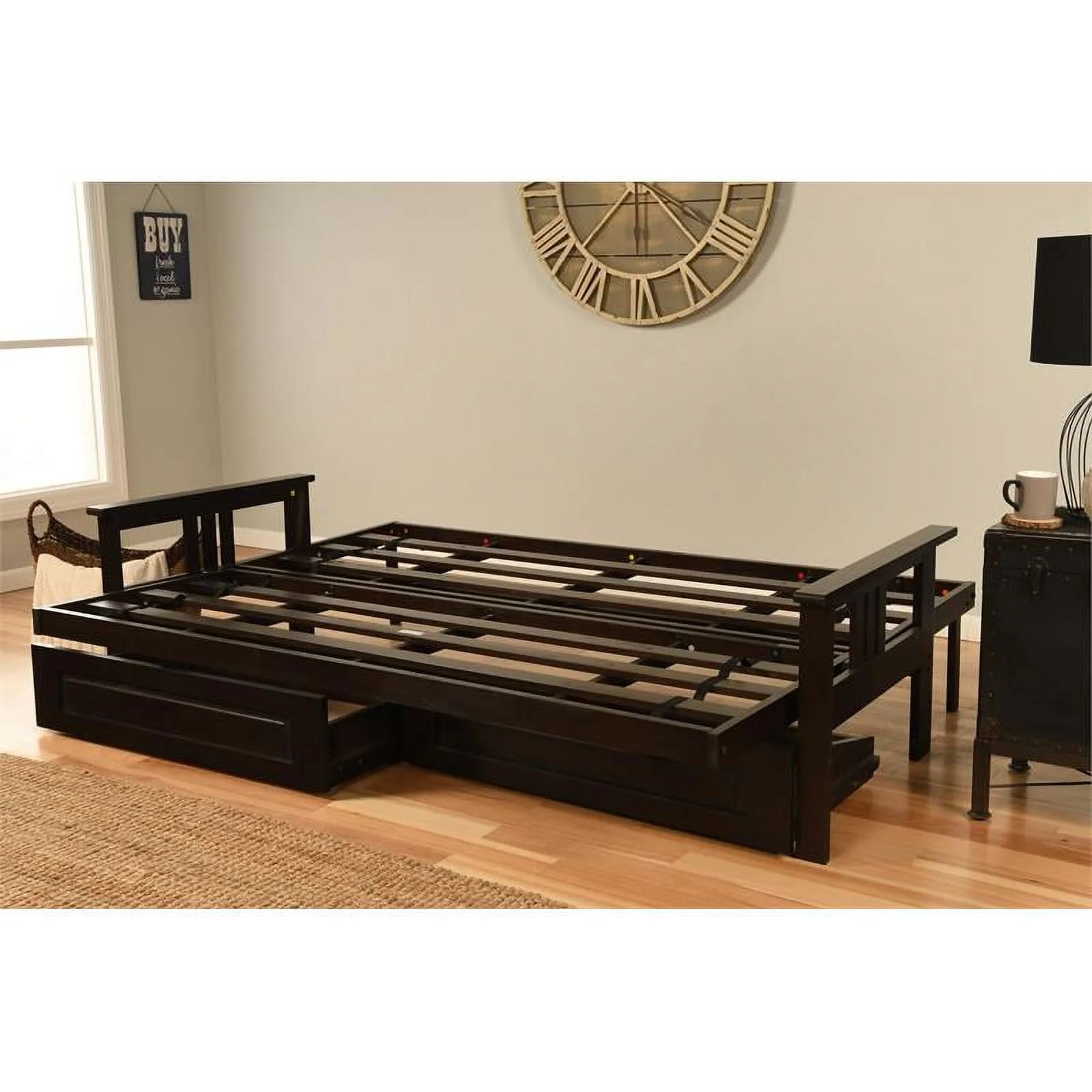 Kodiak Furniture Monterey Queen Contemporary Solid Wood Futon Frame in Espresso