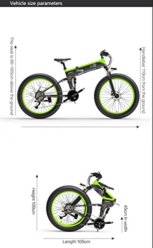 Electric Bike X1500 for Adults, Foldable 26" x 4.0 Fat Tire Electric Bicycle, 1500w Motor 48V 12.8Ah Removable Lithium Battery, M2000 27-Speed Gear and Dual Shock Absorber Ebikes