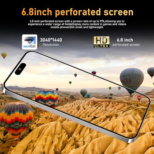 AOZVEIZ I15 Pro MAX Unlocked Phone,Smartphone Battery 6800mAh 6.8" HD Screen The Phone,Android 13.0 6+256GB with 128GB Memory Card Cell Phone, 5G/Face ID/Fingerprint Lock/GPS