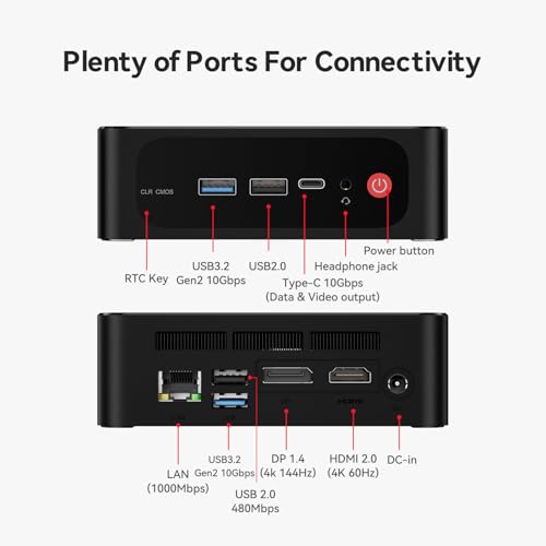 Beelink SER5 MAX Mini PC, AMD Ryzen 7 6800U (8C/16T, up to 4.7GHz), 32GB LPDDR5 500GB M.2 NVMe SSD, Mini Desktop Computer 4K@60Hz Triple Output/DP/HDMI/Type-C/WiFi 6/BT5.2/Gaming/Home