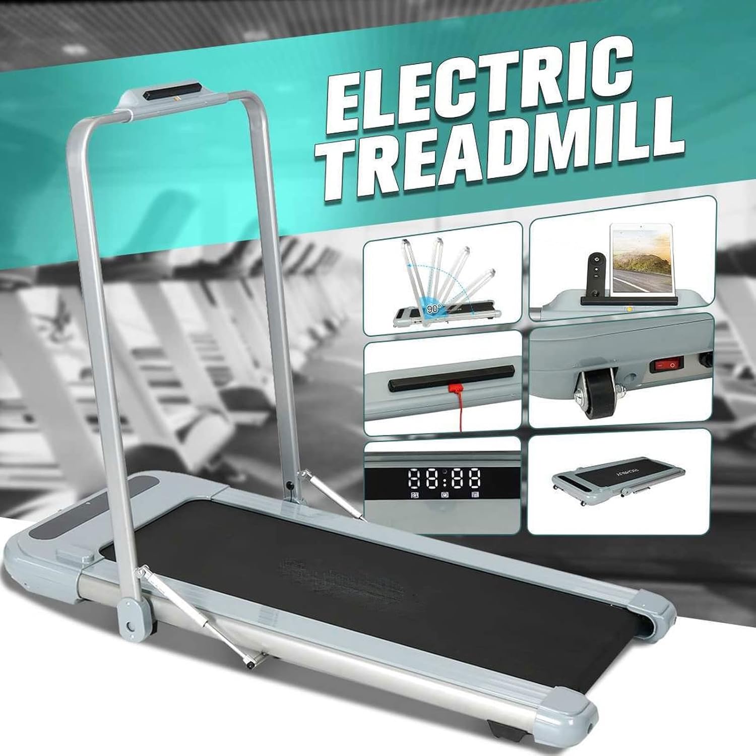 Treadmills 2 in 1 6km/h Electric Treadmill Remote Control Motorized Folding Running Machine Walking Pad Fitness Equipment for Home Office