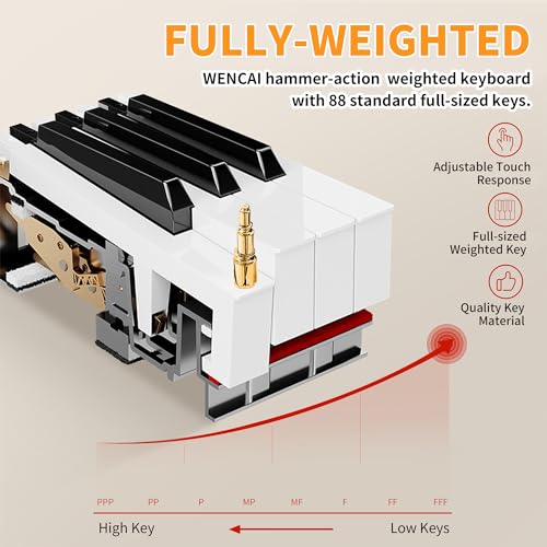 88 Key Fully Weighted Electric Piano Keyboard Hammer Action Full-size Digital Pianos for Beginners Adults Wooden Upright Piano with Sheet Music Stand Triple Pedal, Supports USB-MIDI Black