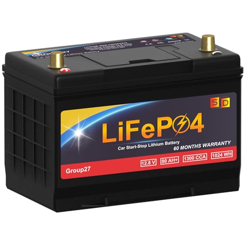 Lithium Car Battery Start and Stop, 12.8V 576WH Group 47 LiFePO4 Automotive Battery For Car, Starter Battery Plus Deep Cycle Performance, 36 Months Warranty