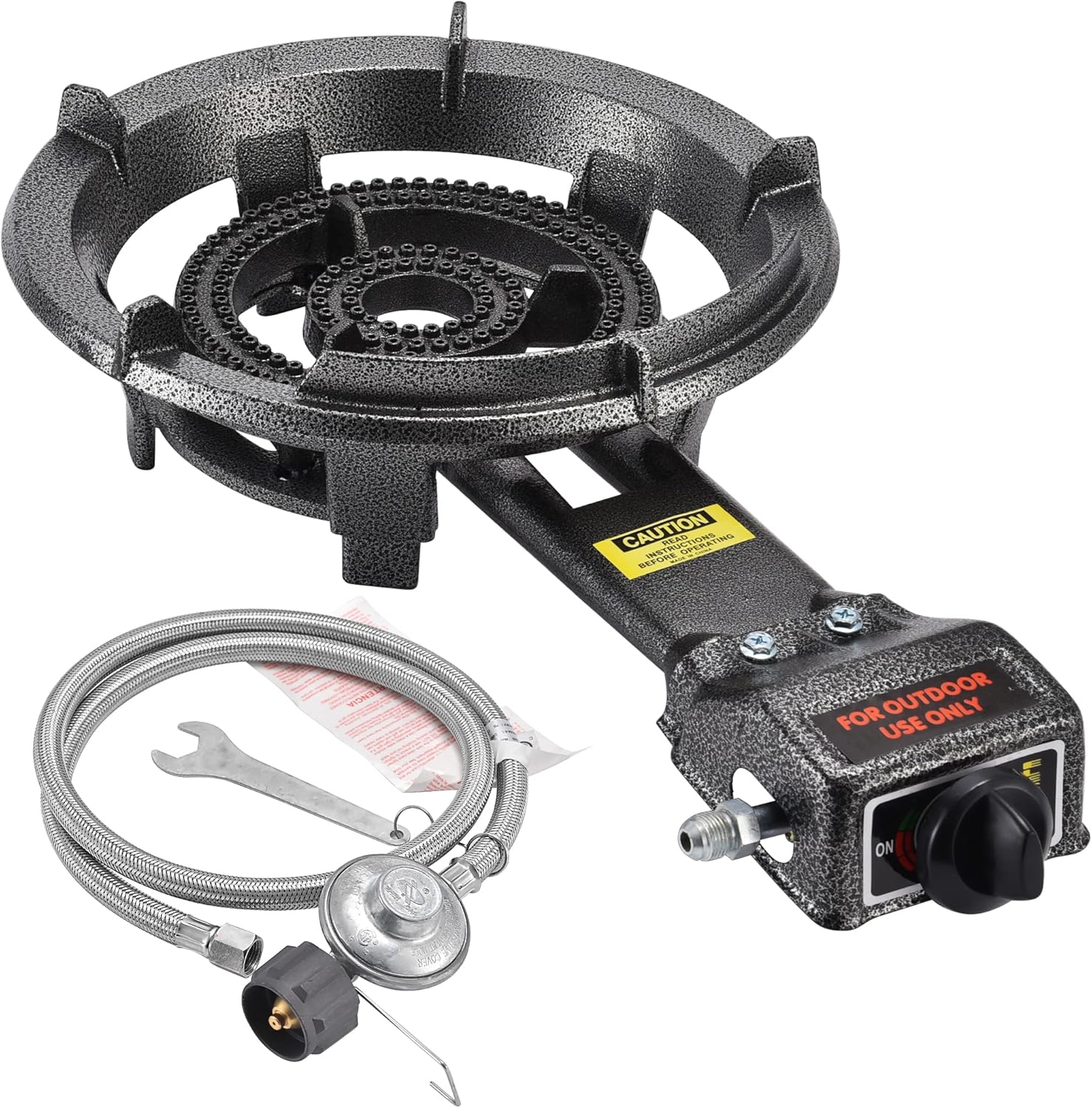 ARC 2541S, Super Propane Burner, 80000 BTU 13 Large Heavy Duty Cast Iron High-Pressure Camping Stove with 0-20 PSI CSA Adjustable Regulator&Hose, Perfect for Outdoor Cooking, Home Brewing, Turkey Fry